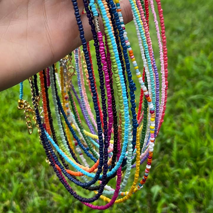 Loli - Wholesale Beaded/Pearl Necklace - Boho Beaded Necklace Set of 24 | Multicolor Layering Jewelry3