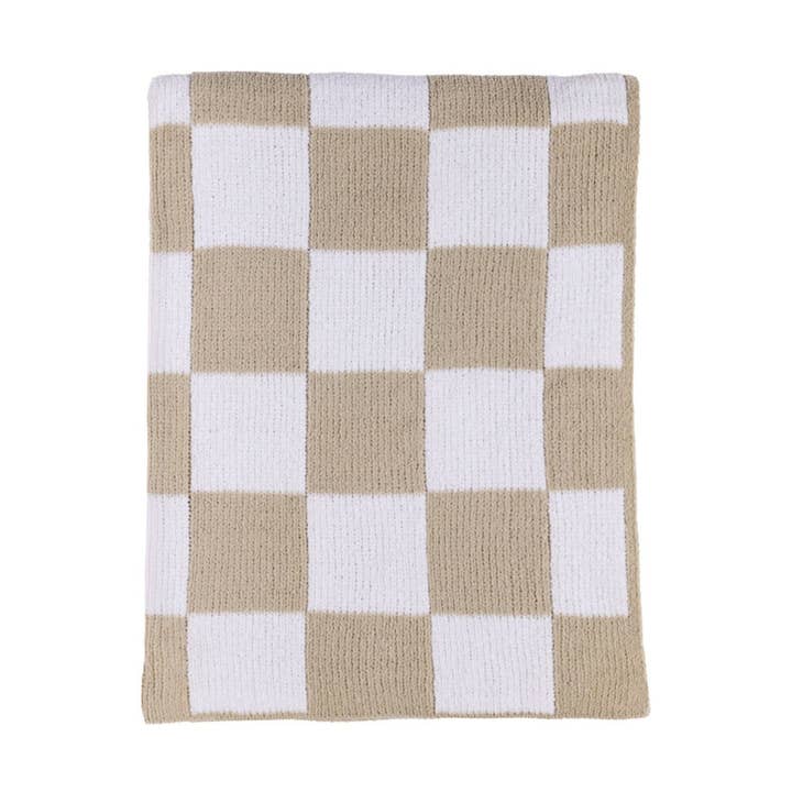 Living Textiles - Wholesale Bedding Blanket - Kids & Baby - Knitted Chenille Blanket - Taupe Check0