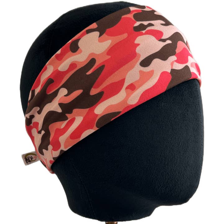 Bandeau extensible camouflage rose Y2K pour la vente par The Sassy Olive Handmade Headbands