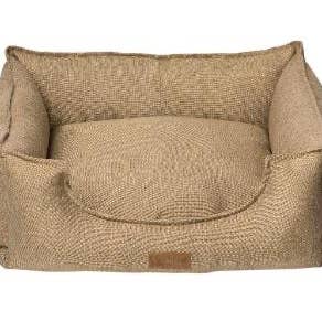 Linned Oxford Firkantet Seng - Kamel 60x50x19cm for engroshandel hos Happy Pet Products Ltd