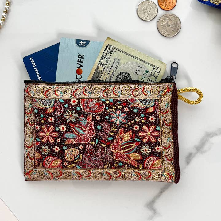 Floral Coin Purse, Cute Zipper Pouch, Small Pouch for wholesale by Umays Boho