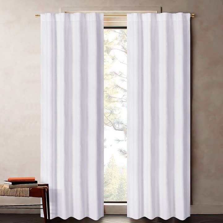 Premium Cotton Tab Top Curtains (Set of 2) 50x108 in- White for wholesale by Bedding Craft
