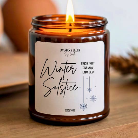 Solsticio de Invierno - Vela de Soja - 12oz Vidrio Ámbar para venta al por mayor de Lavender & Lillies