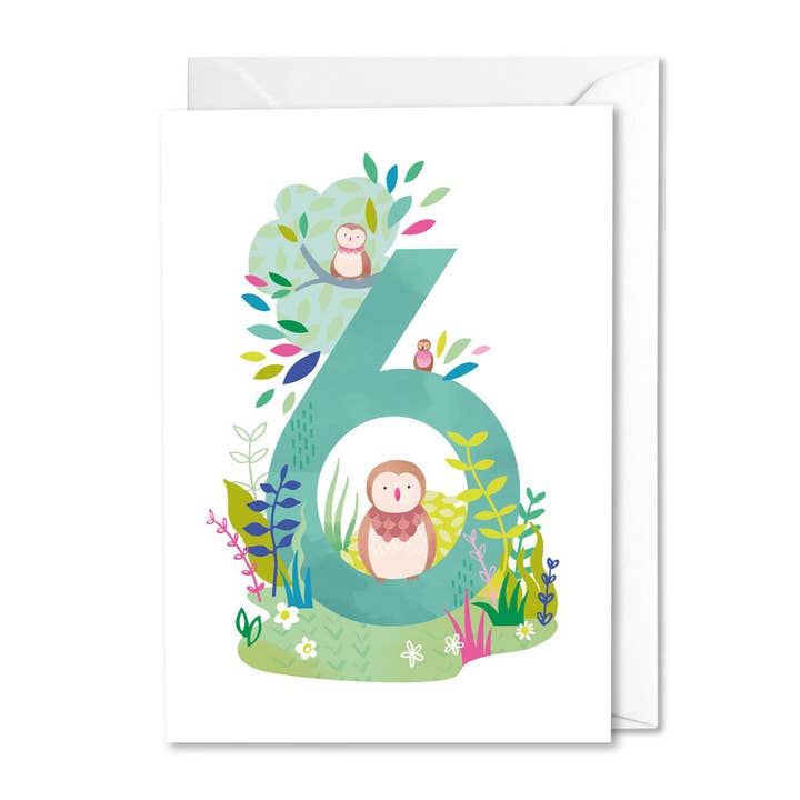 Middle Mouse - Wholesale Birthday card - Age 6 Forest Friends Card