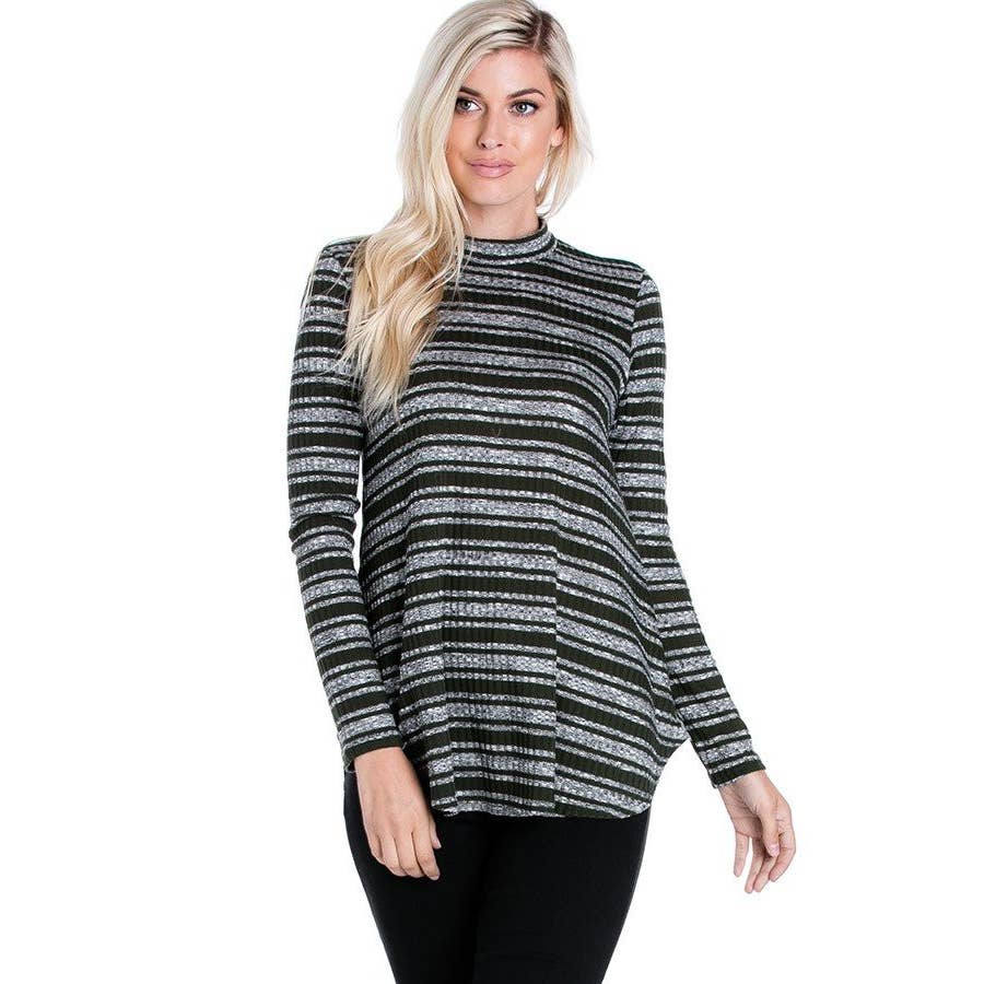 Azules Clothing - Wholesale Tunic - Women's - ATP-2289HC Mock Neck Long Sleeve Knit Tunic21