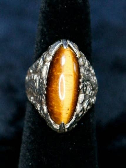 Anel Seahorse - Prata de 1ª Lei - Olho de Tigre por atacado de Liquid Fire Mantra