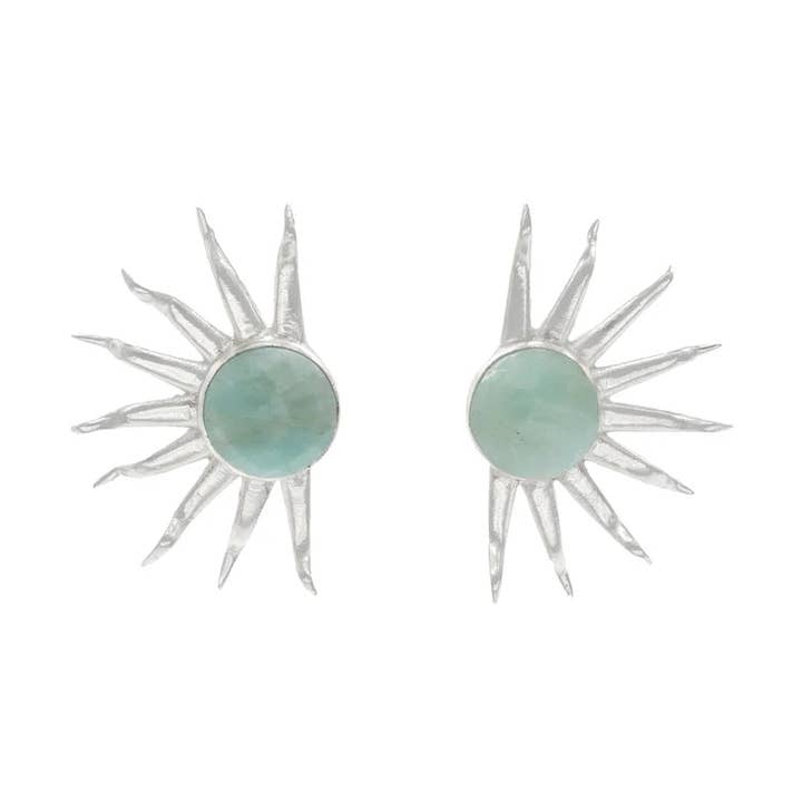 Fayun Silver Green Amazonite Earrings for wholesale by ACUS