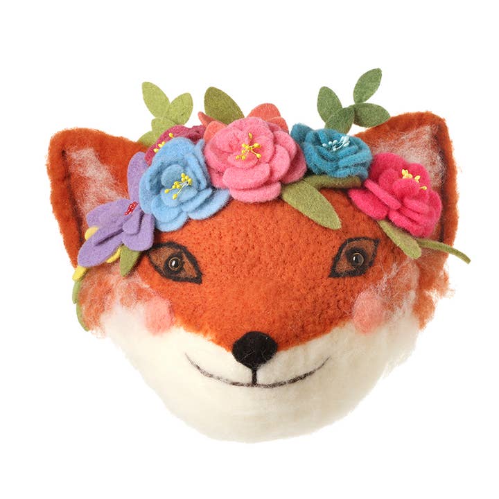 FELT FOX HEAD WITH FLORAL HEADDRESS for wholesale by Heaven Sends