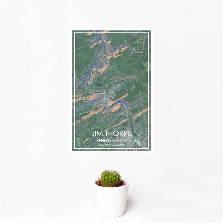 Jim Thorpe PA Map Print Afternoon for wholesale by JACE.design