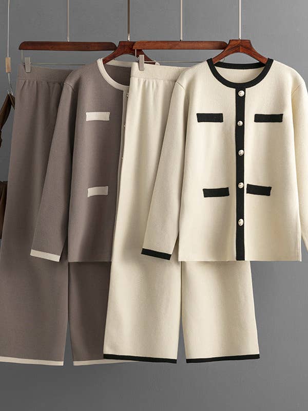 Pantaloni a gamba larga lavorati a maglia - Completo classico in due pezzi per la vendita all'ingrosso da parte di Blak Wardrob