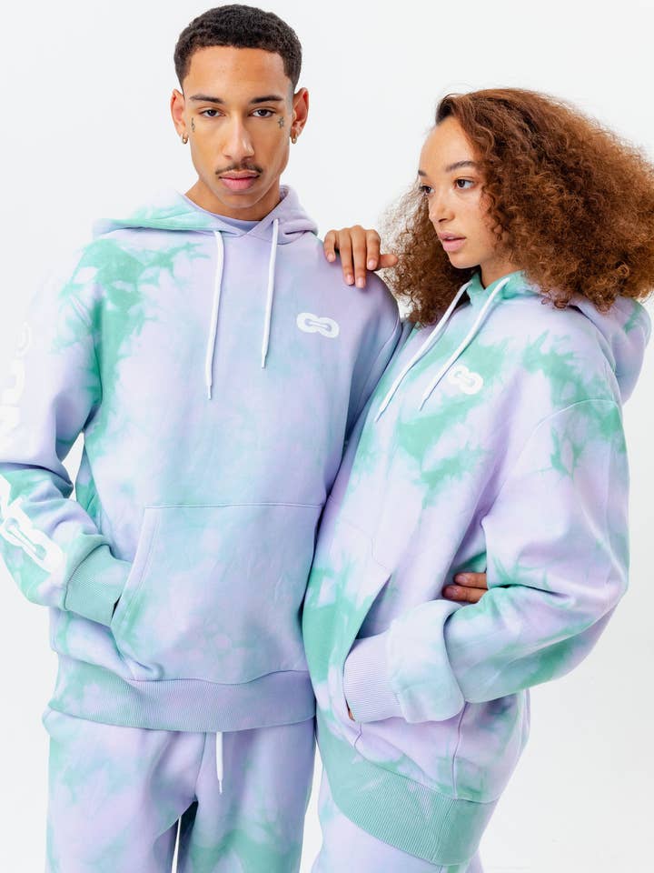 CONTINU8 PURPLE OVERSIZED TIE DYE HOODIE for wholesale by Continu8