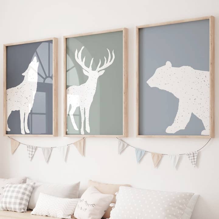 Love You a Latte Shop - Wholesale Art Print - Kids & Baby - Set of 3 Nursery Wall Art Prints Forest Animal Collection
