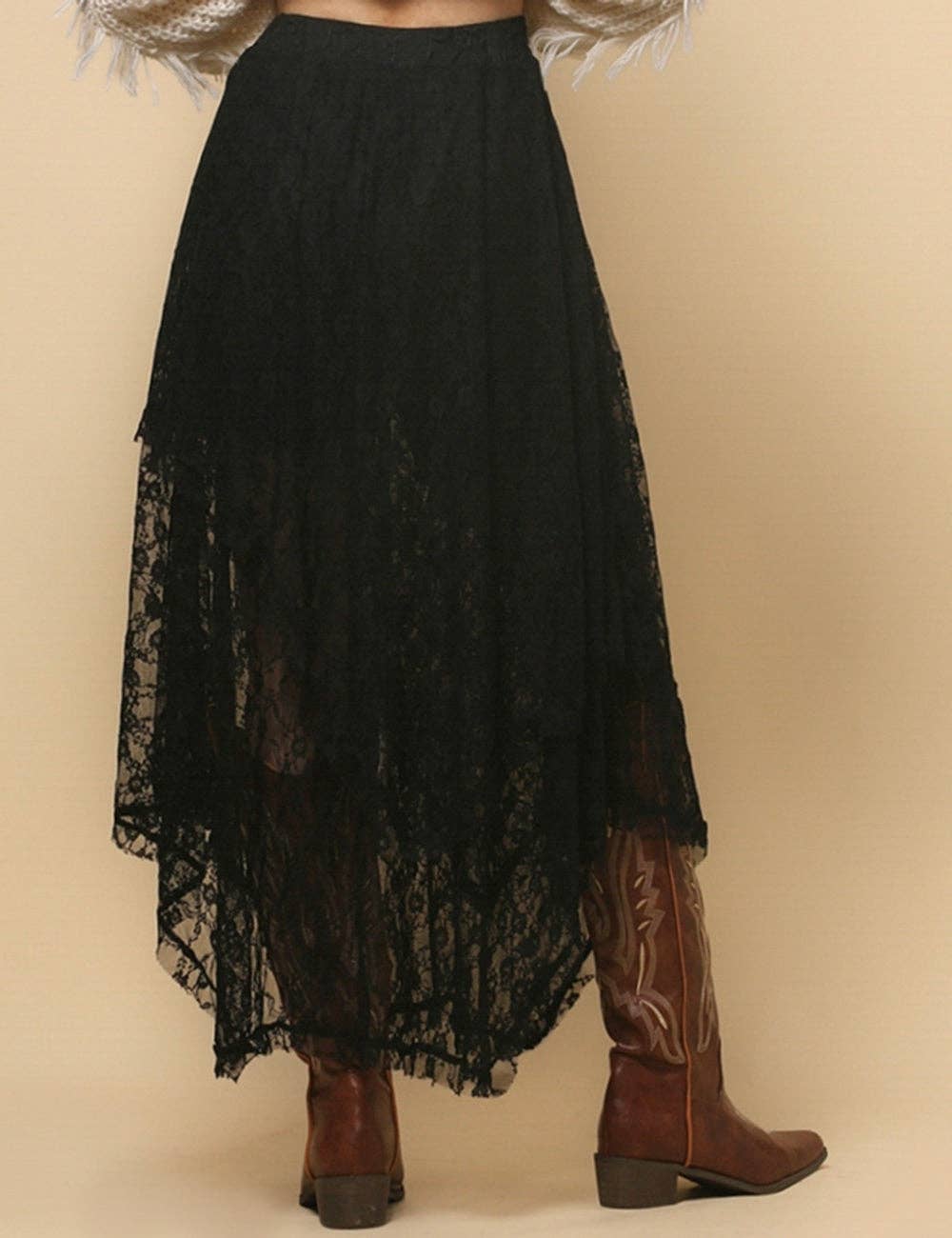 Sweetkama - Vente Jupe – femme - Jupe mi-longue en dentelle florale de couleur unie pour femmes SKS480127