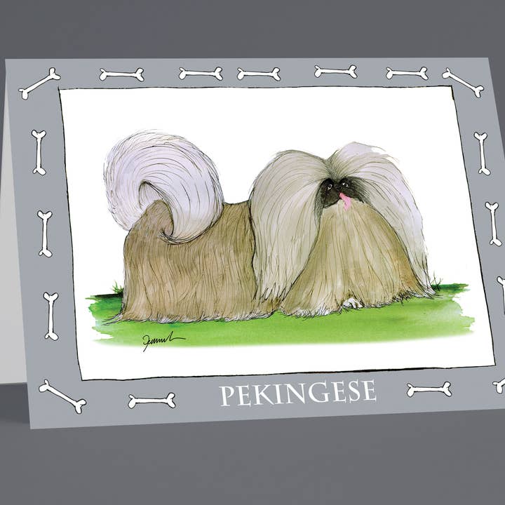 Pekingese greeting cards (pack of 6) for wholesale by Tony Fernandes Design