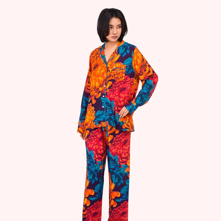 *Pre-Order AW26* Chrysanthemum Long Pyjamas, Medium for wholesale by Powder Design inc - US