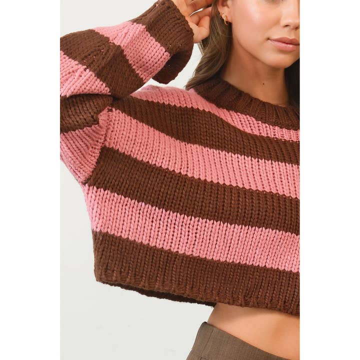 HYFVE - Wholesale Knit Sweater - Women's - HF24F770-Cropped Striped Sweater