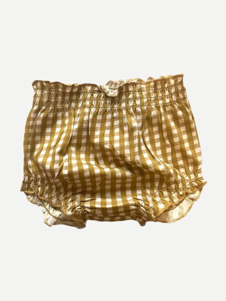 EG Bloomers Orgânicos - Xadrez Dourado (Disponível em: 12-18M) por atacado de Emma Grace Shoppe
