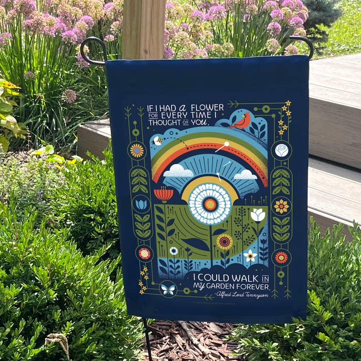 Passeggiata nel Giardino-Bandiera da Giardino per la vendita all'ingrosso da parte di Lucie Rice Illustration and Design