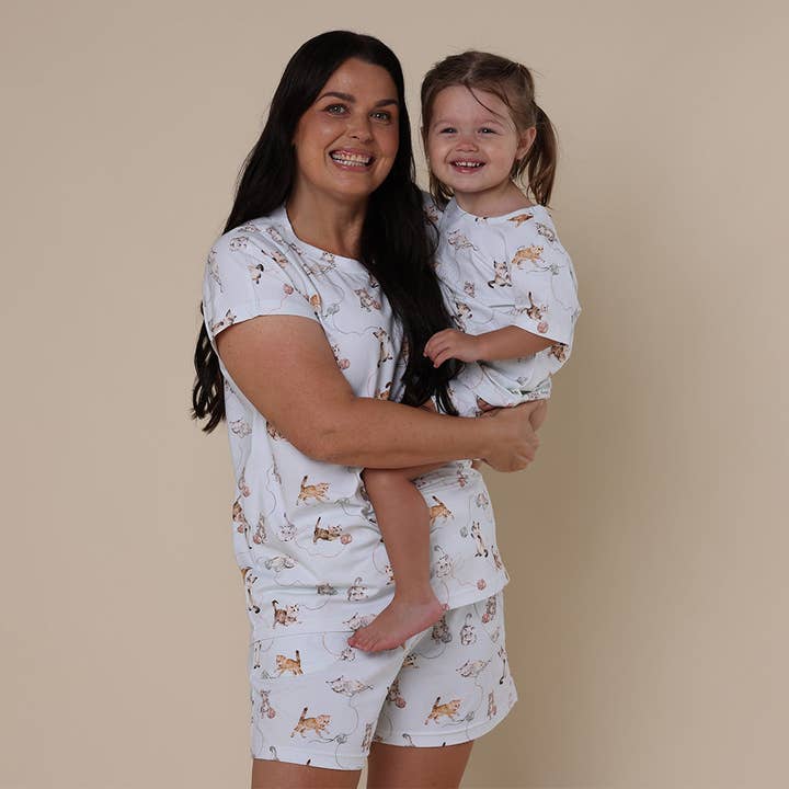 Snuggle Hunny - Venta al por mayor Conjunto de ropa para dormir - Mujer - Pijama de Mujer Orgánico con Gatitos