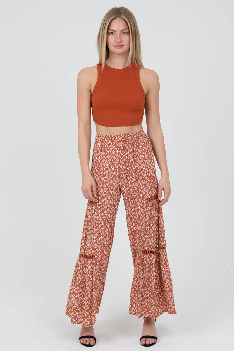 ANGIE – wholesale Pants – Women's – 25R84-W980 ELASTIC WAIST WIDE LEG PANTS WITH LACE TRIM7