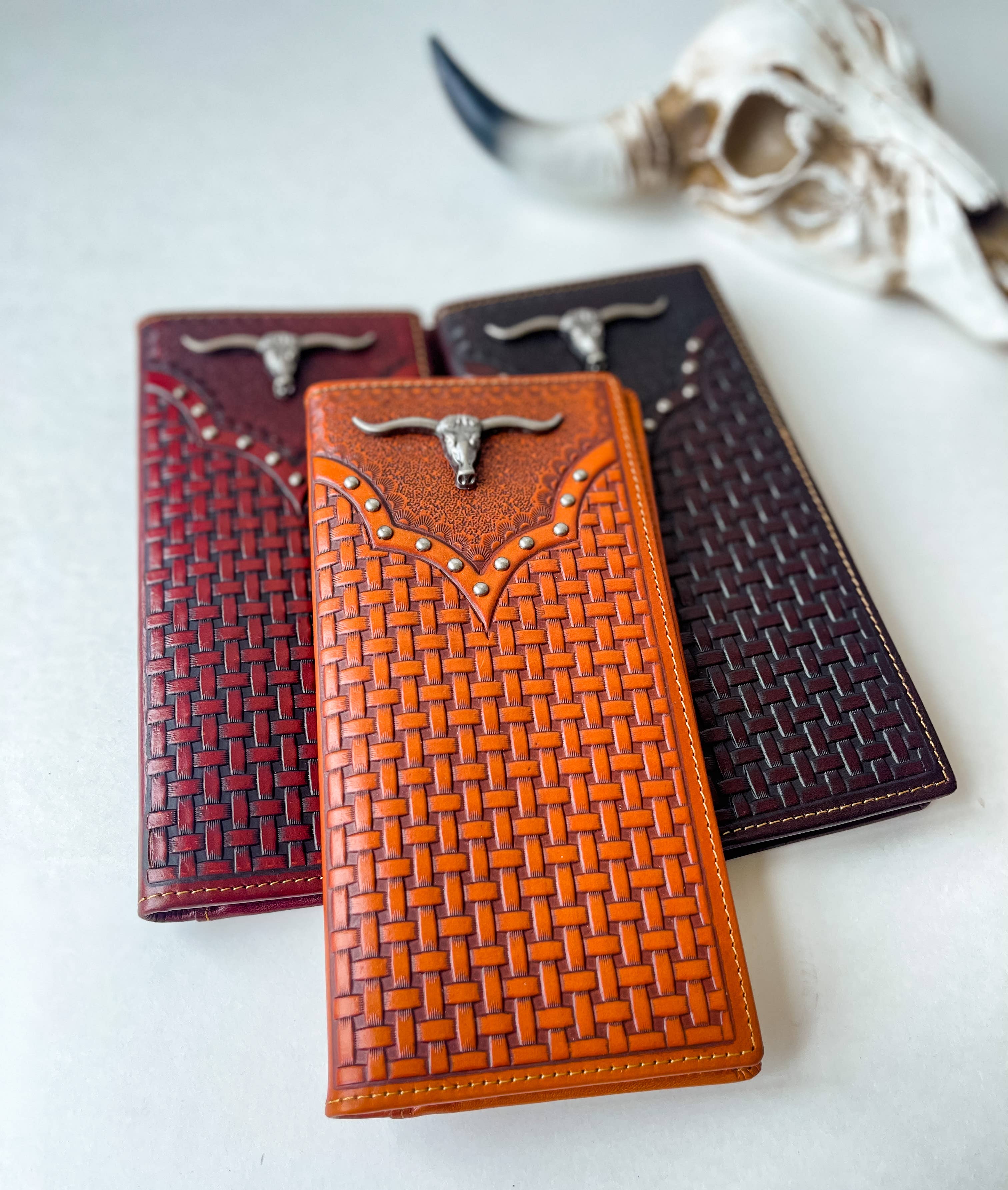Boho Ranch Shop - Wholesale Wallet - Women's - Longhorn Long Wallet Genuine Leather Bi-Fold Wallet5