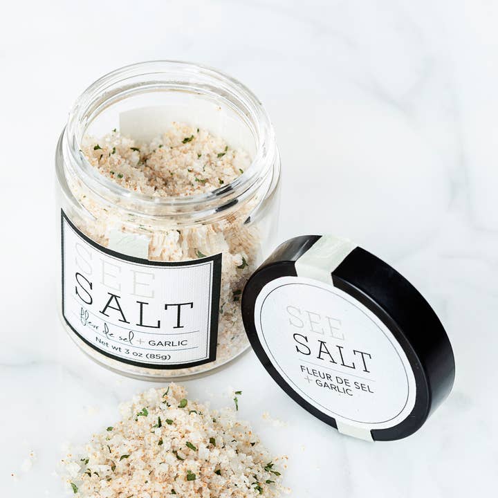 Fleur de Sel Sea Salt + Roasted Garlic for wholesale by SEE SALT