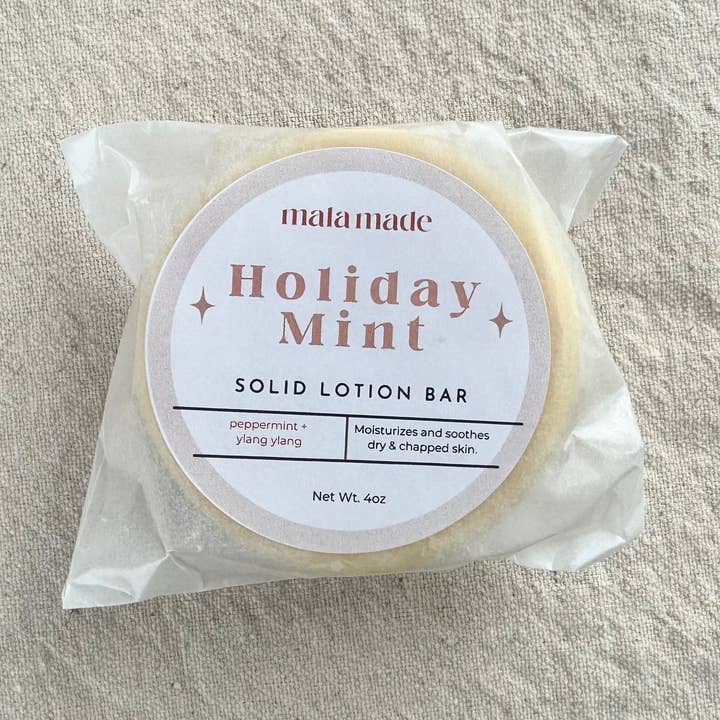Solid Lotion Bar / Holiday Mint (Peppermint + Ylang Ylang) for wholesale by Mala Made