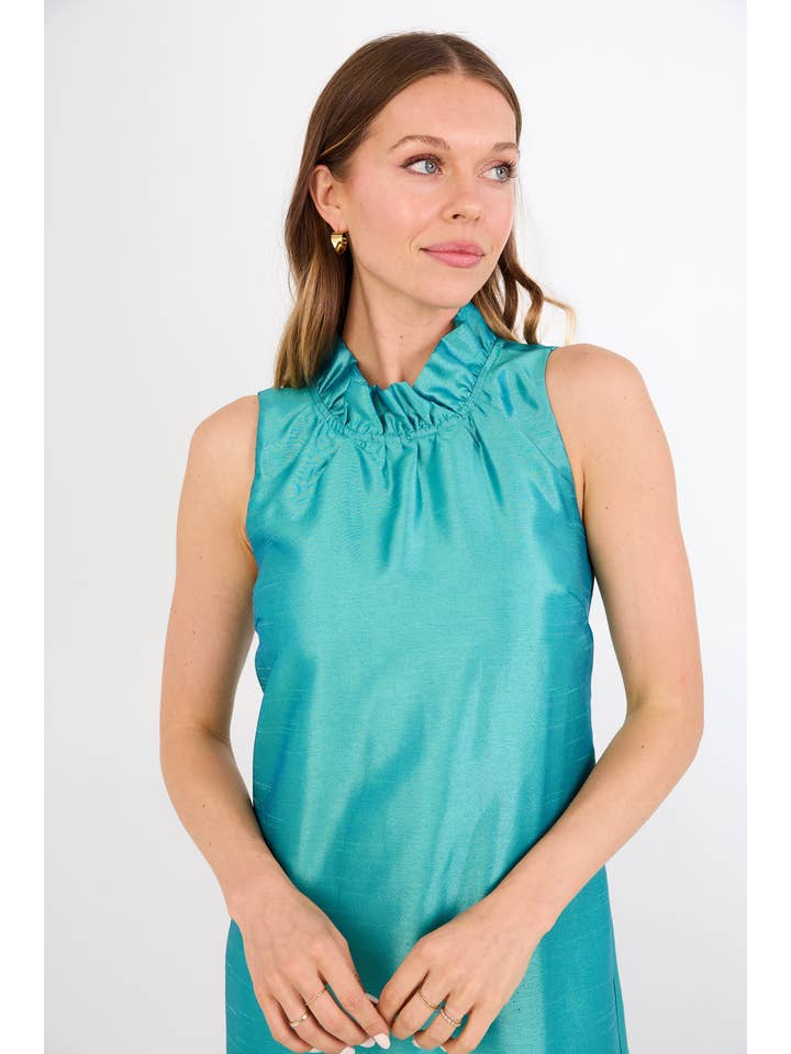 Blue Camille Gown Teal Dupioni for wholesale on Faire1