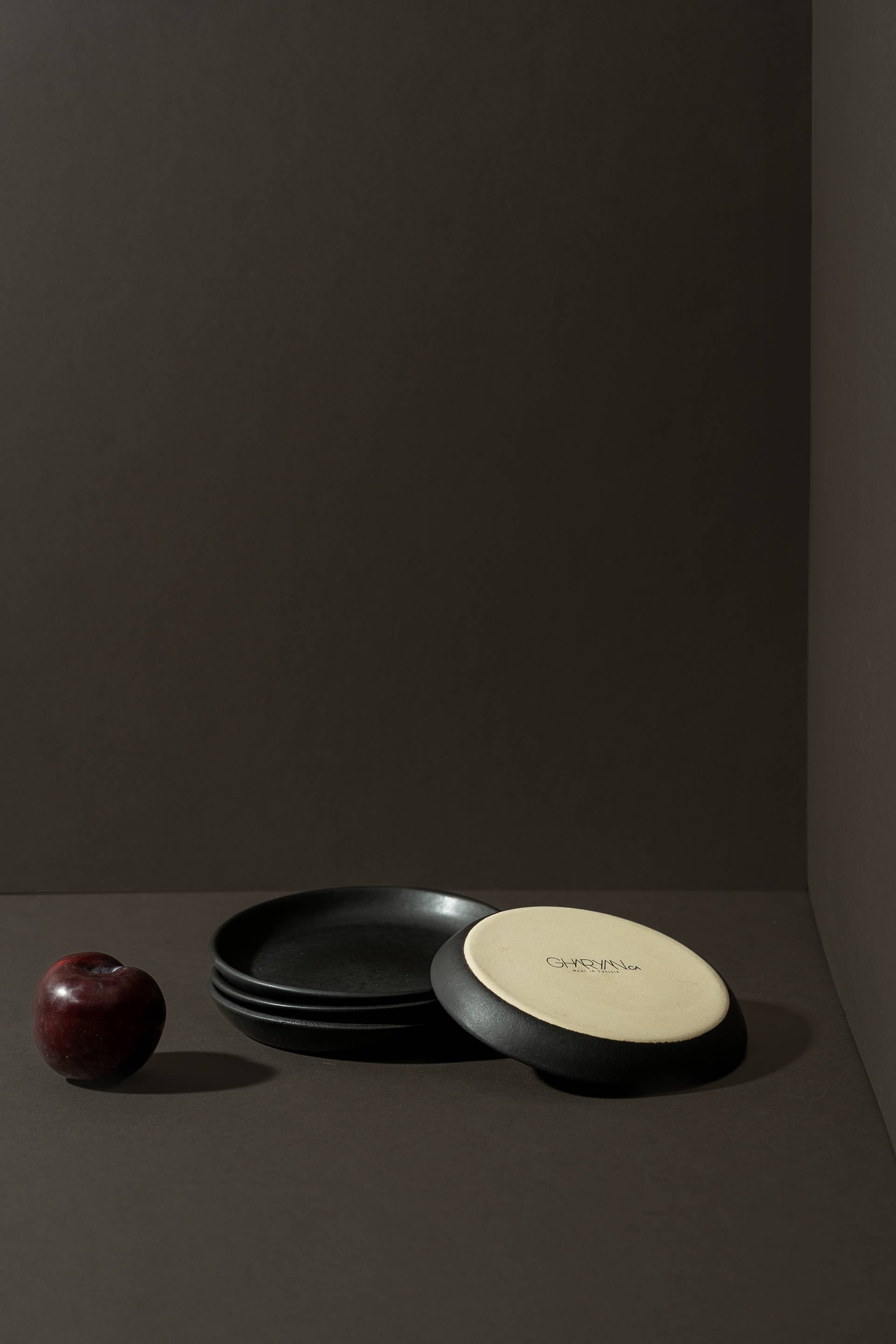 GHARYAN Stoneware & Olive Wood Tableware | Ships from USA - Wholesale Dinner Plate - Handmade Stoneware Flat Side Plate | Edan 5.1"4