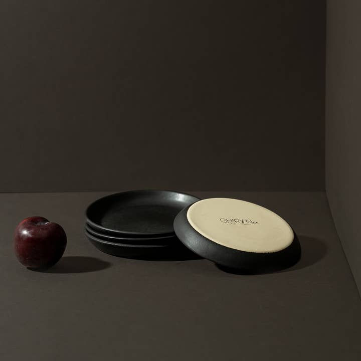 GHARYAN Stoneware & Olive Wood Tableware | Canada - Wholesale Dinner Plate - Handmade Stoneware Flat Side Plate | Edan 5.1"4