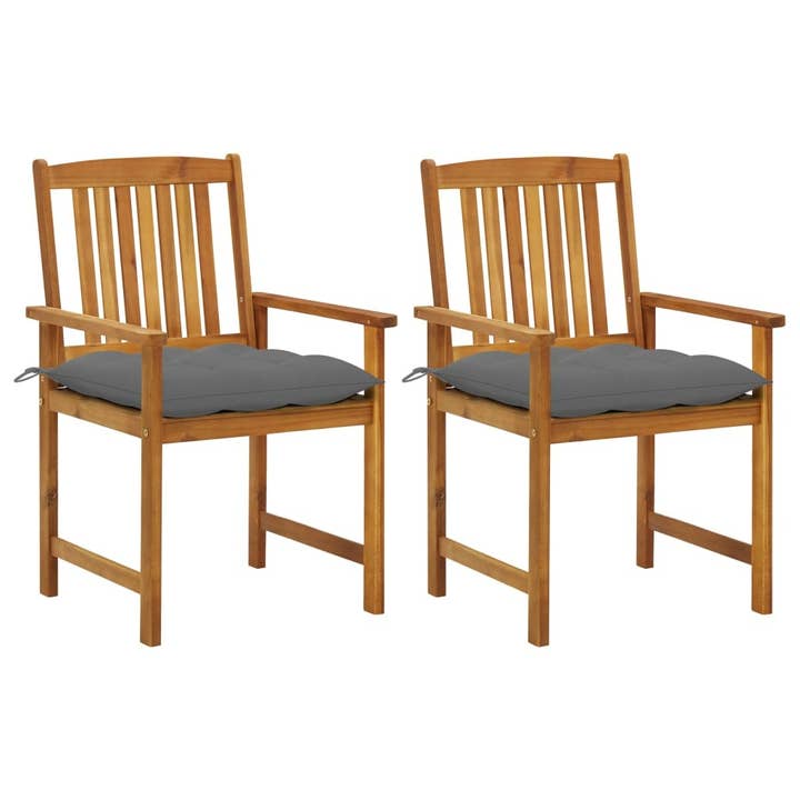 Ensemble de 2 chaises de patio en bois d'acacia massif marron moyen durable pour la vente par American Smart