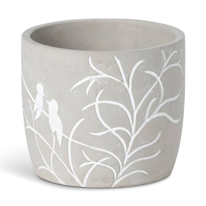 Park Hill Collection Lovebirds Silouette Cement Pot, Large for wholesale by Park Hill Collection
