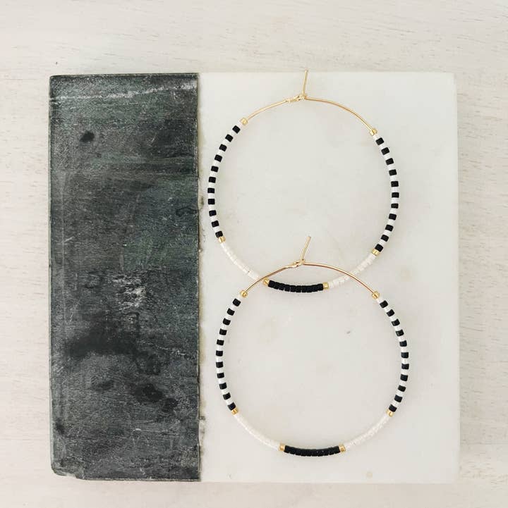 Dalmatian Coast // miyuki glass beaded gold hoop earrings for wholesale by Girls Day Out by Amy Houston