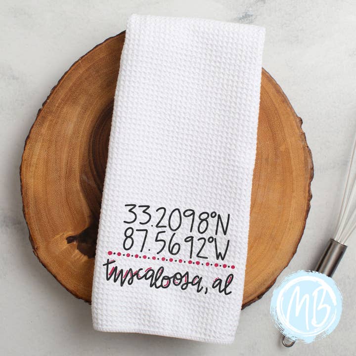 Tuscaloosa Coordinates Tea Towel for wholesale by MelonBerry