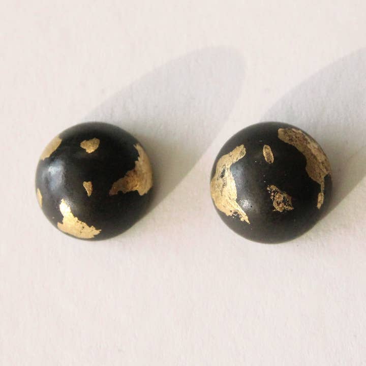 Globe Concrete Earrings - Black for wholesale by Doty Chou Objects