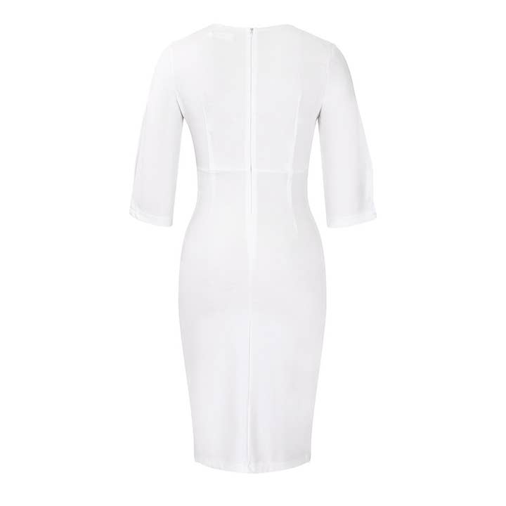 HIDDENBRAND - Wholesale Dress - Women's - Half Sleeves Midi Business Office Pencil Dress16