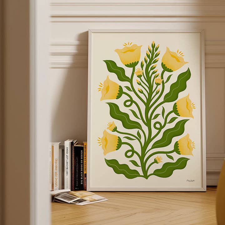 Impression d'art floral de primevère du soir – Art mural botanique pour la vente par Maz Leyden