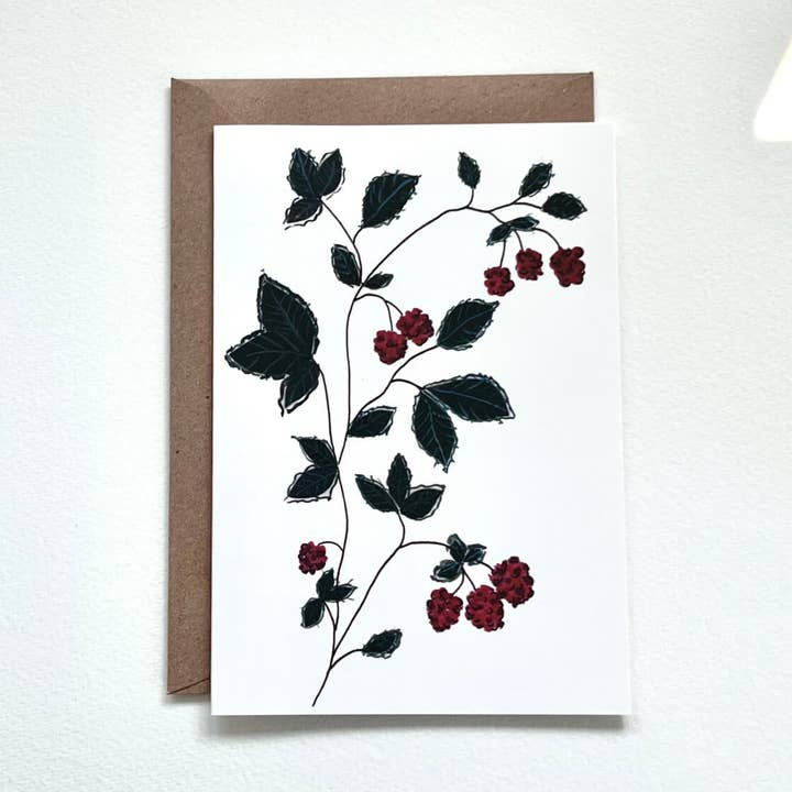 Folded Card Raspberry Bush for wholesale by Spitzenkunst