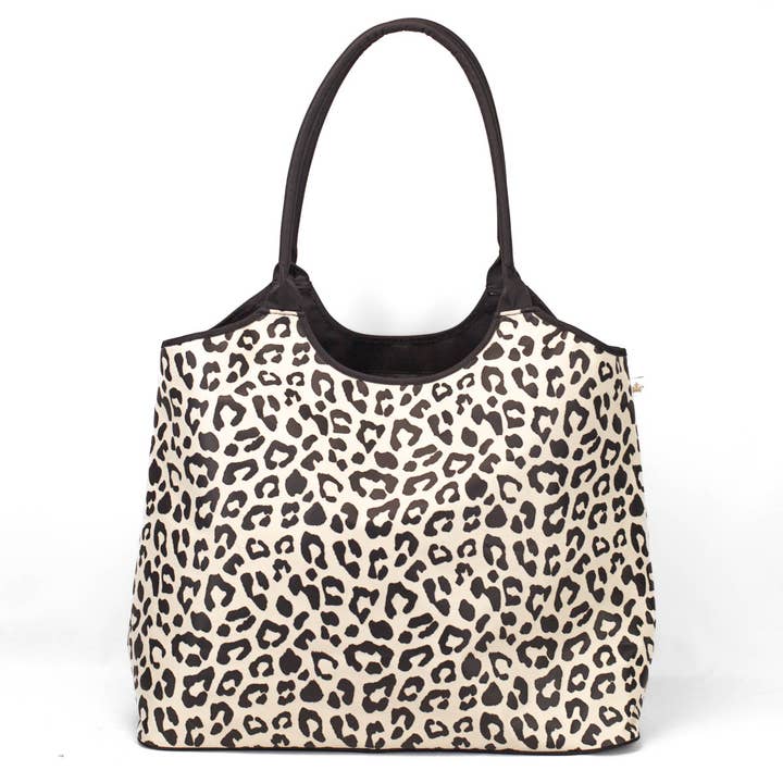 The Royal Standard - Wholesale Tote Bag - Unisex - Leopard Jungle Beach Bag Shell/Black 20x16x8
