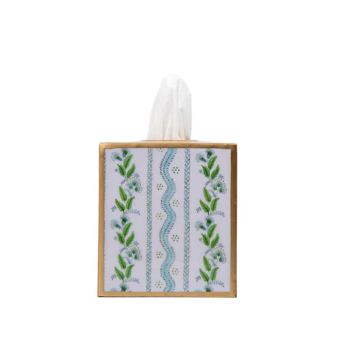 Jaye's Studio - Wholesale Tissue Box - Emma Stripe Enameled Tissue Box Cover - Blue & Green3