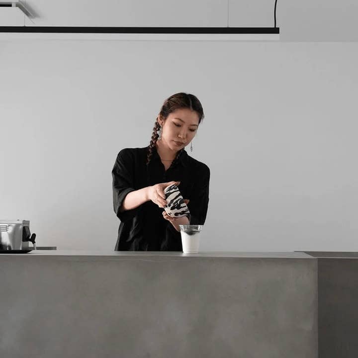 OWO Ceramics - Wholesale Bowl - Rock Handmade Ceramic Matcha Chawan Bowl - Black & White4