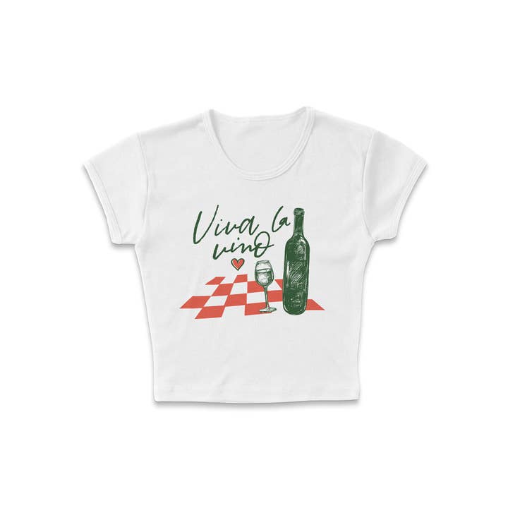 femfetti – Engroshandel T-shirt med print - Dame – Viva La Vino Micro Rib Baby T-shirt