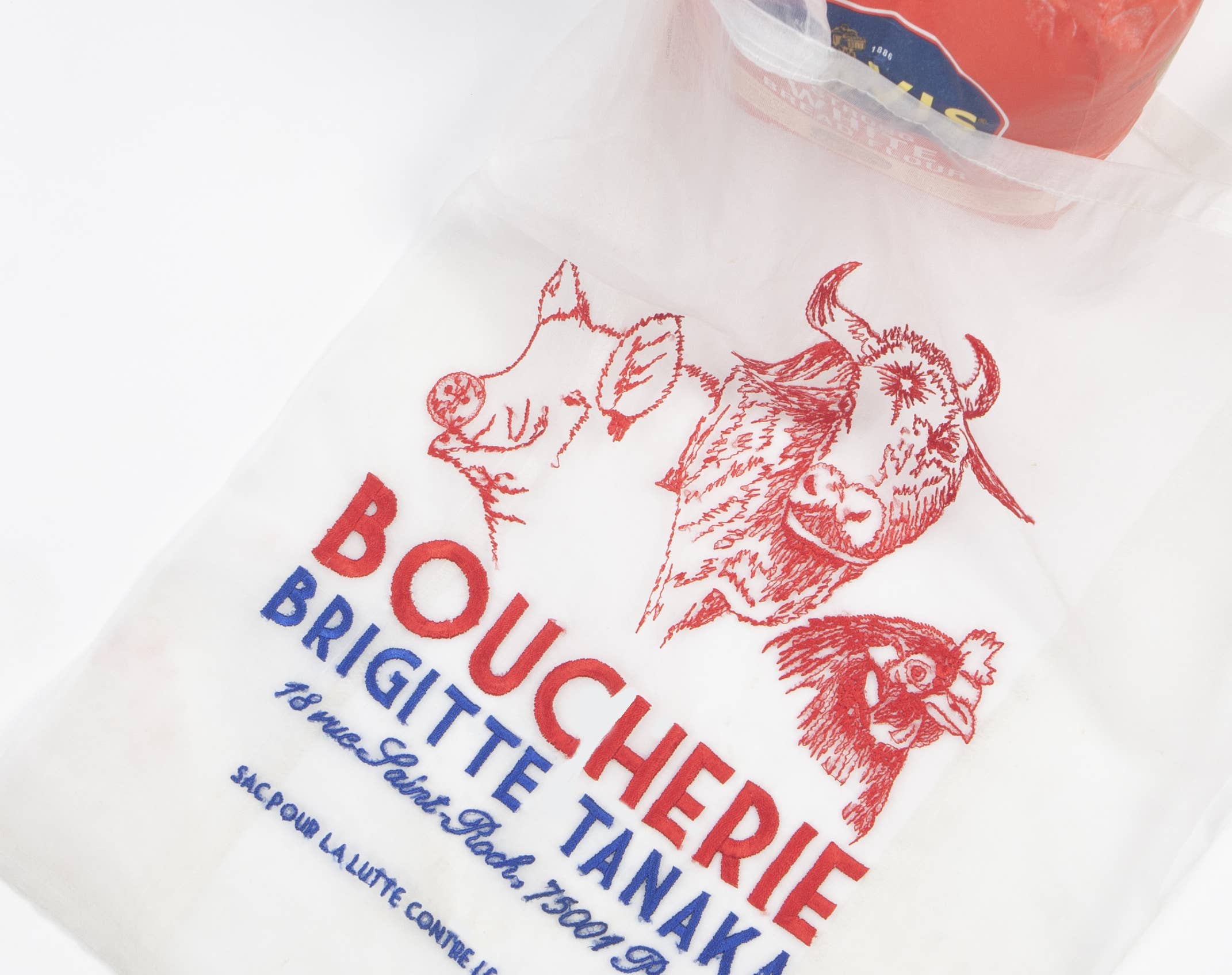 Brigitte Tanaka - Wholesale Tote Bag - Women's - "Boucherie" bag repurposed in organza and embroidery1