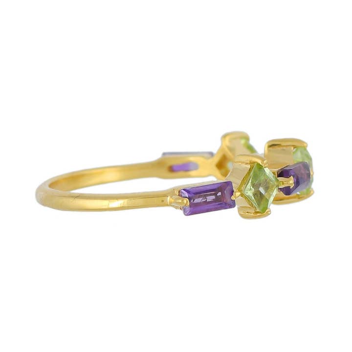Misteerious Seed - Wholesale Multi-Stone Ring - Amethyst Peridot Vermeil Silver Ring,Handmade,Special,Dainty2