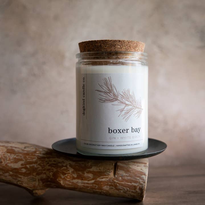 Dogkind Candle Co – Engroshandel Glaslys – Boxer Bay - tør gin + hvid birk4