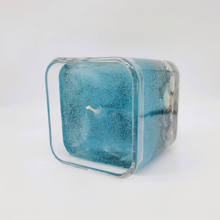 JEMS of the Sea - Venta al por mayor Velas en tarros - Vela de Gel con Conchas Marinas - Arena/Conchas Reales - 10 oz - Cuadrada2