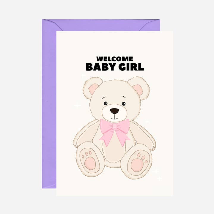 Teddy Baby Girl Card for wholesale by Pearl Ivy