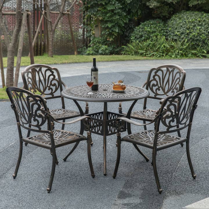 Quickway Imports - Wholesale Patio set - Indoor and Outdoor Bronze Dinning Set 2 Chairs with 1 Table6