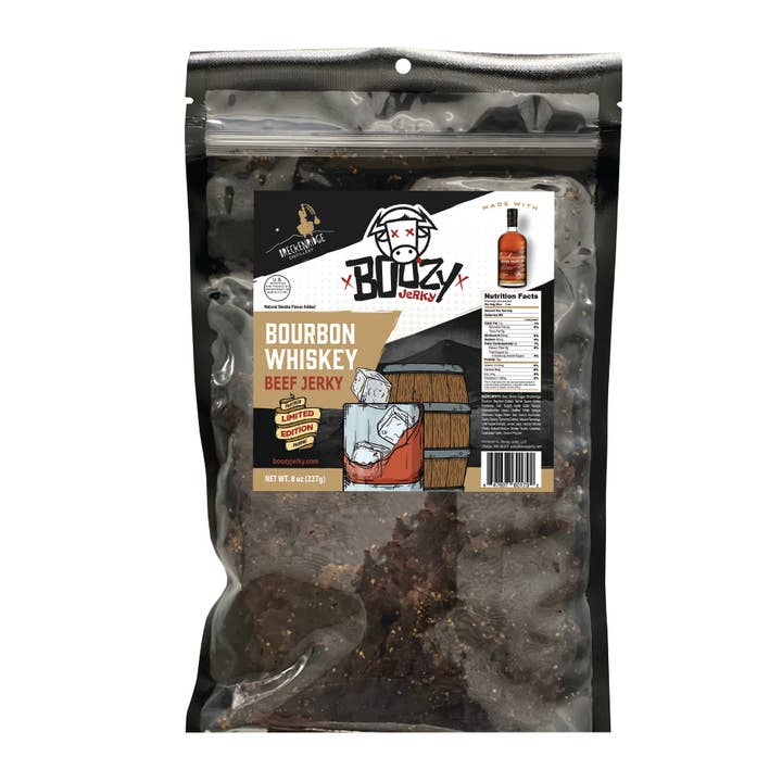 Bourbon Whiskey Large 8oz "Growler Bag" for wholesale by Boozy Jerky