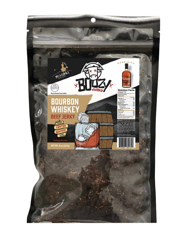 Bourbon Whiskey Large 8oz "Growler Bag" for wholesale by Boozy Jerky